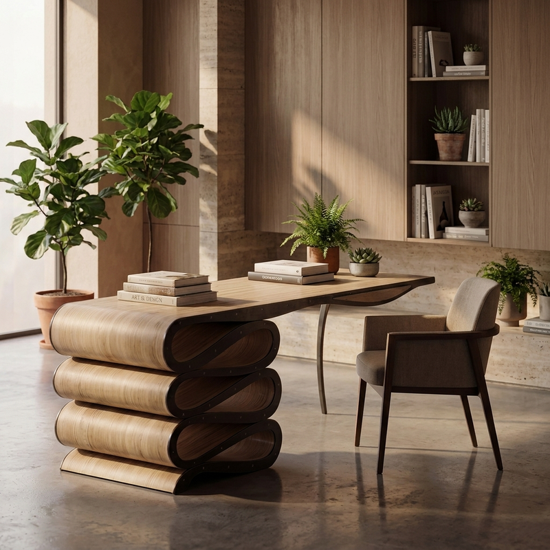 Bureau sur-mesure en bois massif - style scandinave